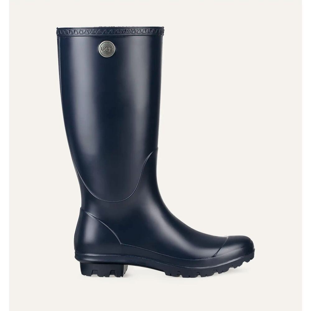 UGG Shelby Matte Rain Boots Waterproof Rubber Black Womens Boot Normcore Size 6